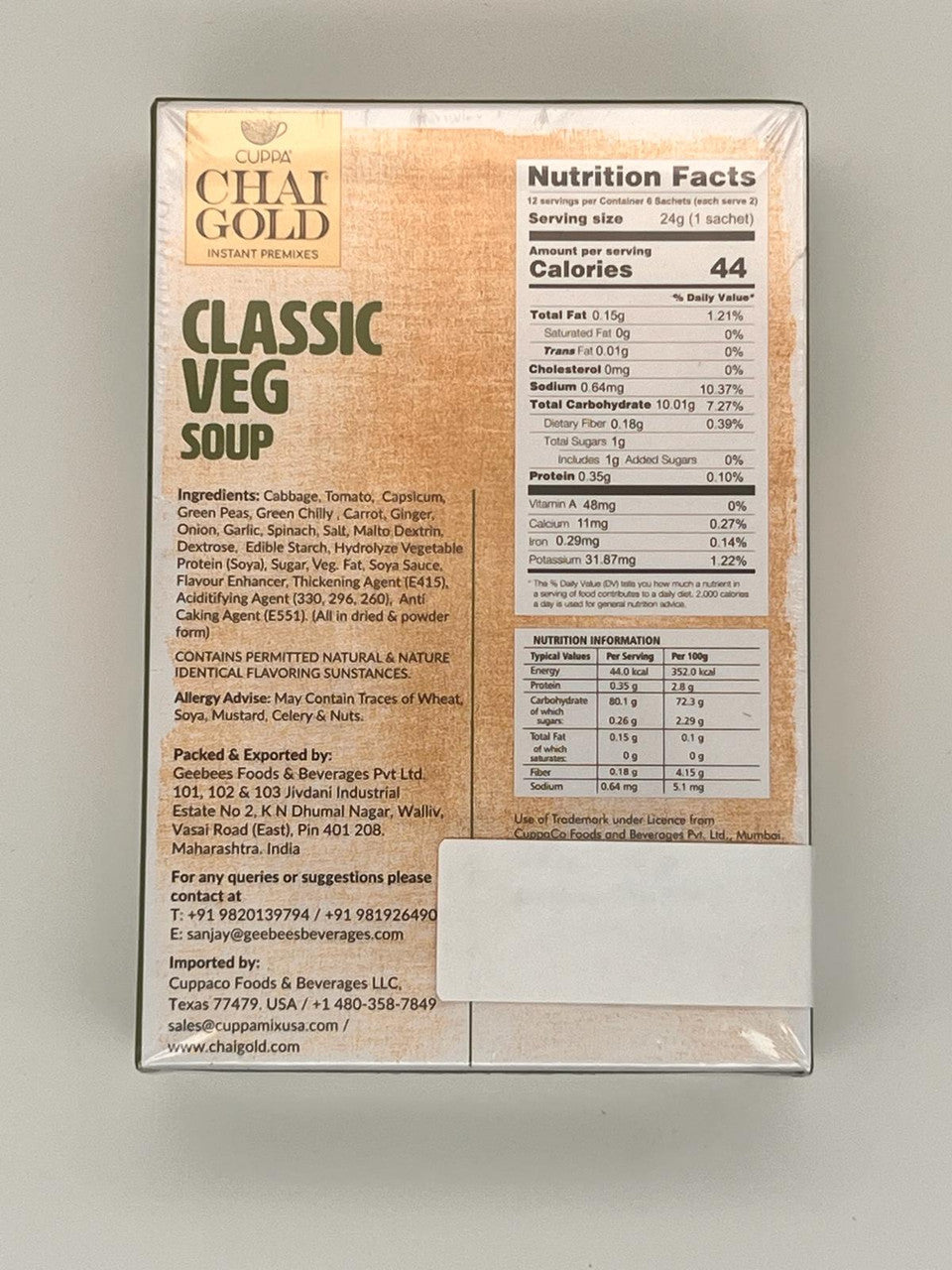 Chai Gold Instant Classic Veg Soup - Chai Gold