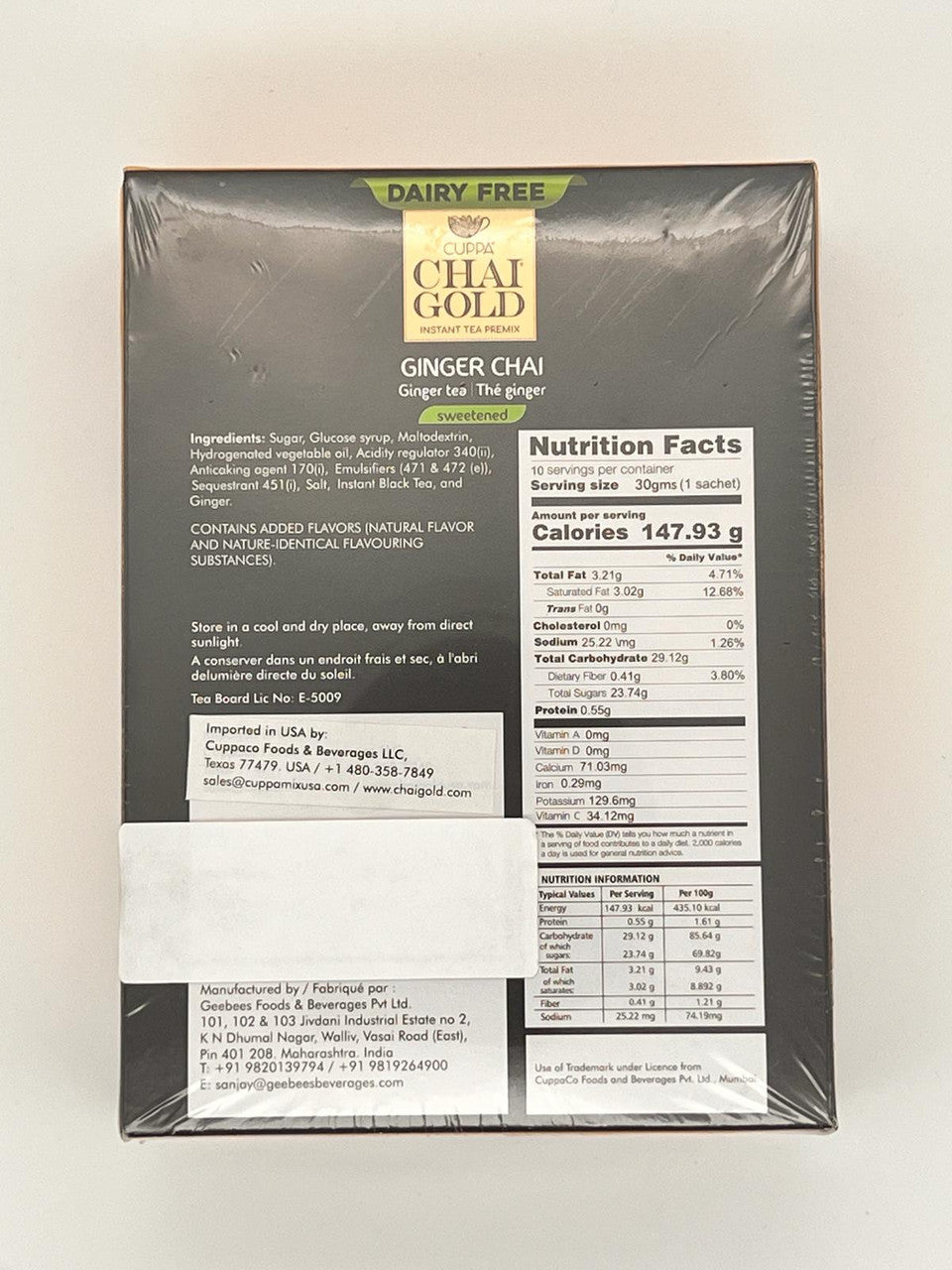 Chai Gold Dairy Free Ginger Sweetened - Chai Gold