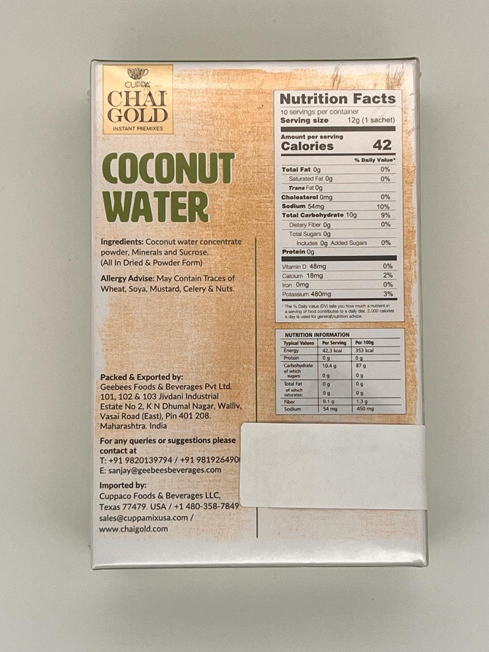 Chai Gold Instant Coconut Water - Chai Gold