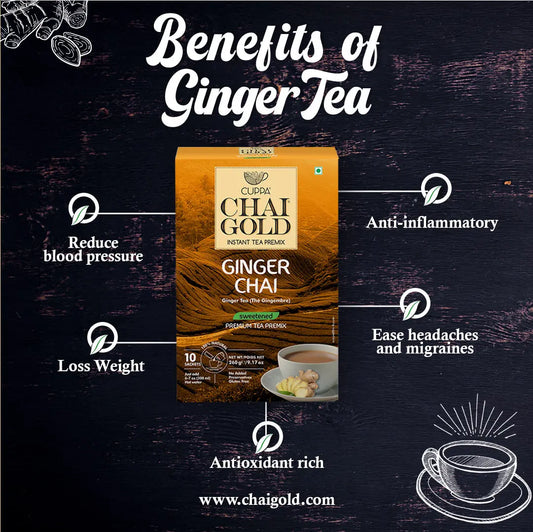 Chai Gold Instant Ginger Chai Sweetened (10 Count) Cuppa Chai Gold