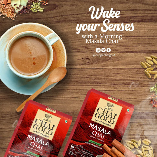 Chai Gold Instant Masala Chai Sweetened (10 Count) Cuppa Chai Gold