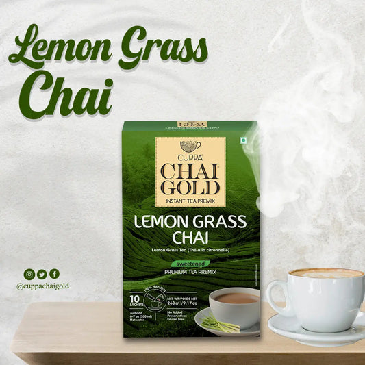 Chai Gold Instant Lemon Grass Chai Sweetened (10 Count) Cuppa Chai Gold
