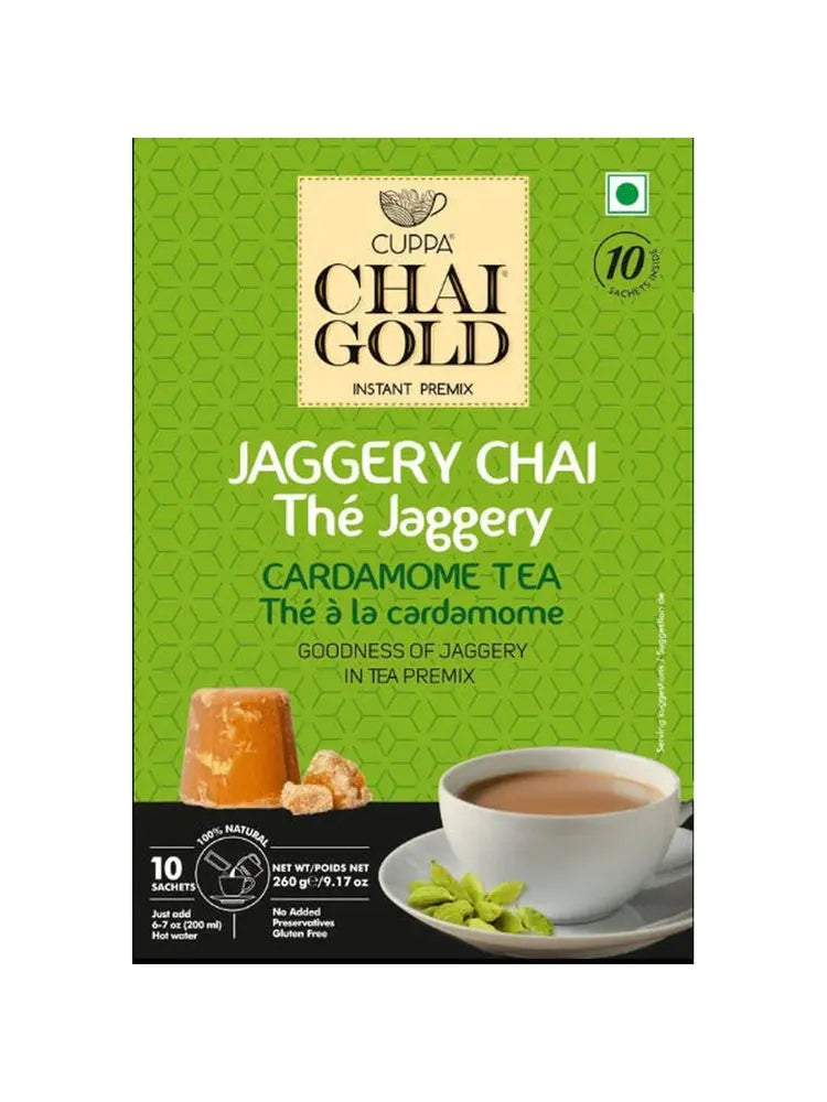 Chai Gold Cardamom Chai with Jaggery (10 Count) - Chai Gold