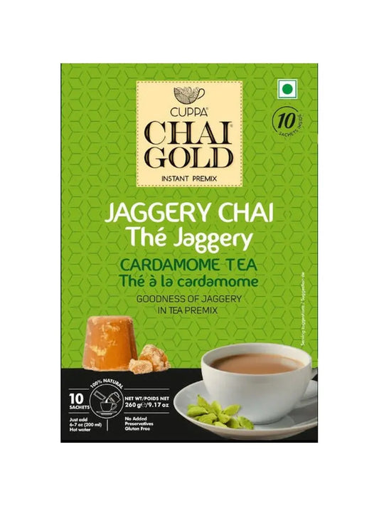 Chai Gold Cardamom Chai with Jaggery (10 Count) - Chai Gold