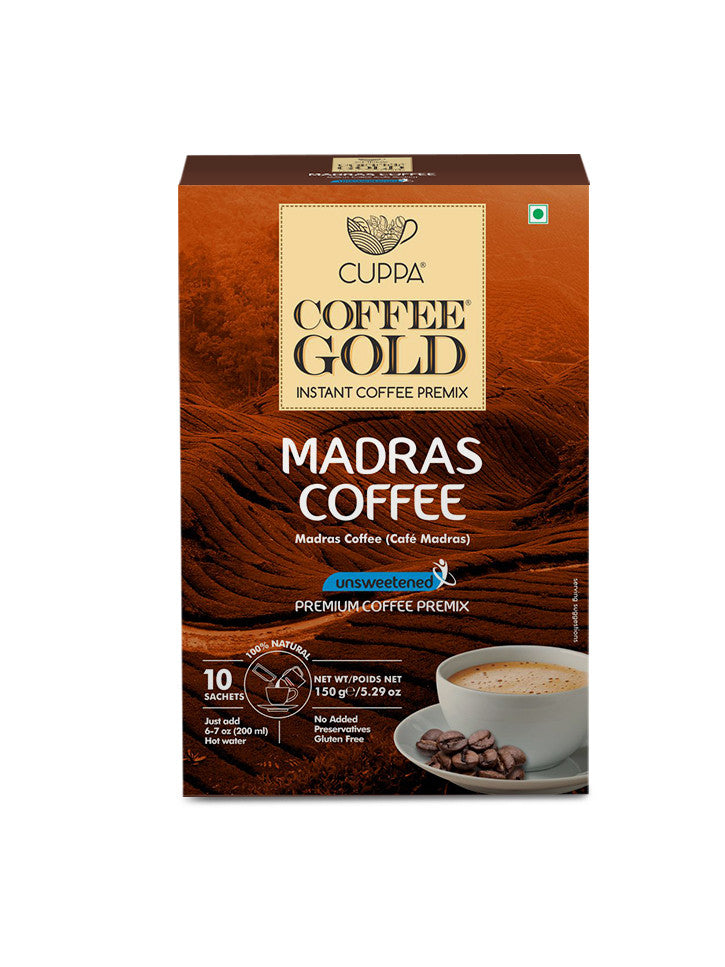 Chai Gold Instant Madras Coffee Unsweetened (10 Count) - Chai Gold