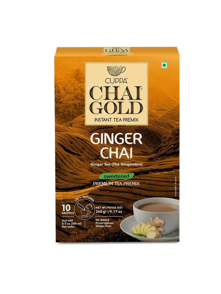 Instant Chai Latte Mix - Ginger Tea Sweetened | Cuppa Chai Gold