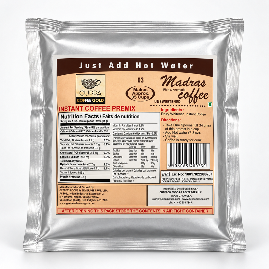 Coffee Gold Instant Coffee Latte Madras Unsweetened 500g