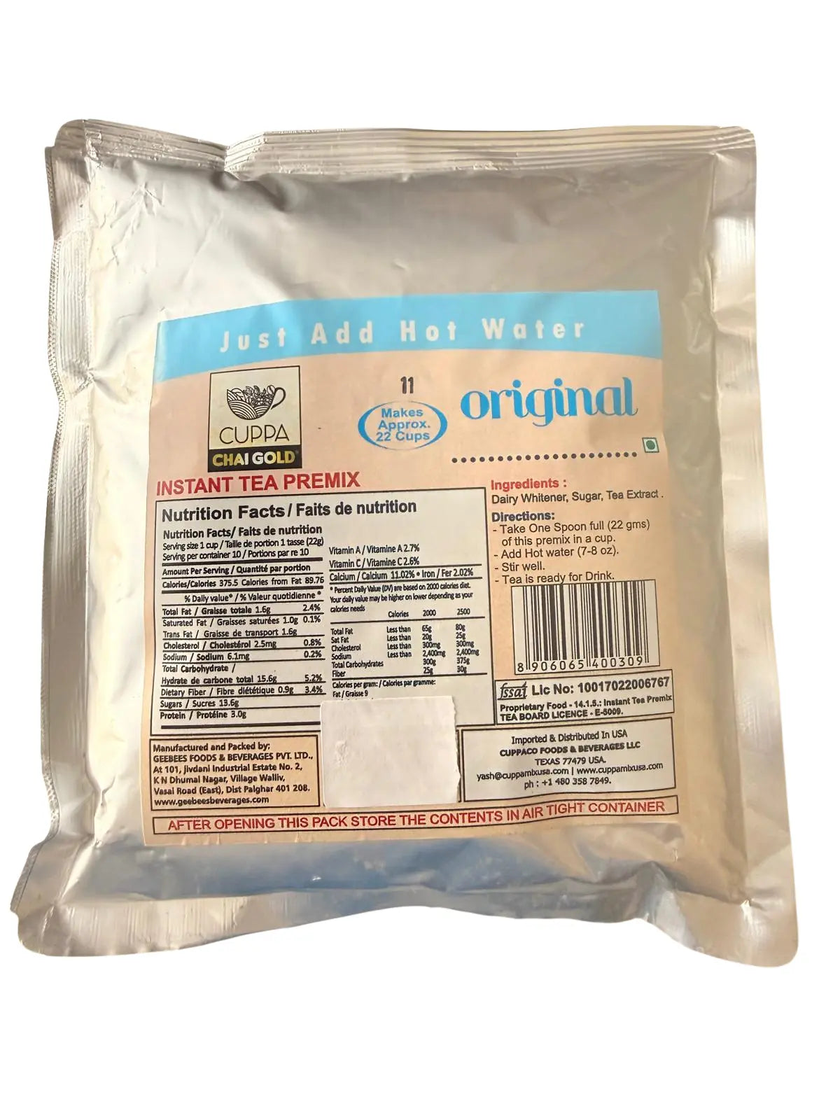 Chai Gold Original Chai Unsweetened 500g - Chai Gold