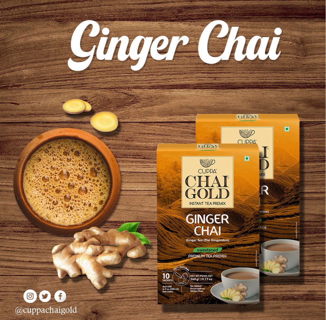 Chai Gold Instant Ginger Chai Sweetened (10 Count)