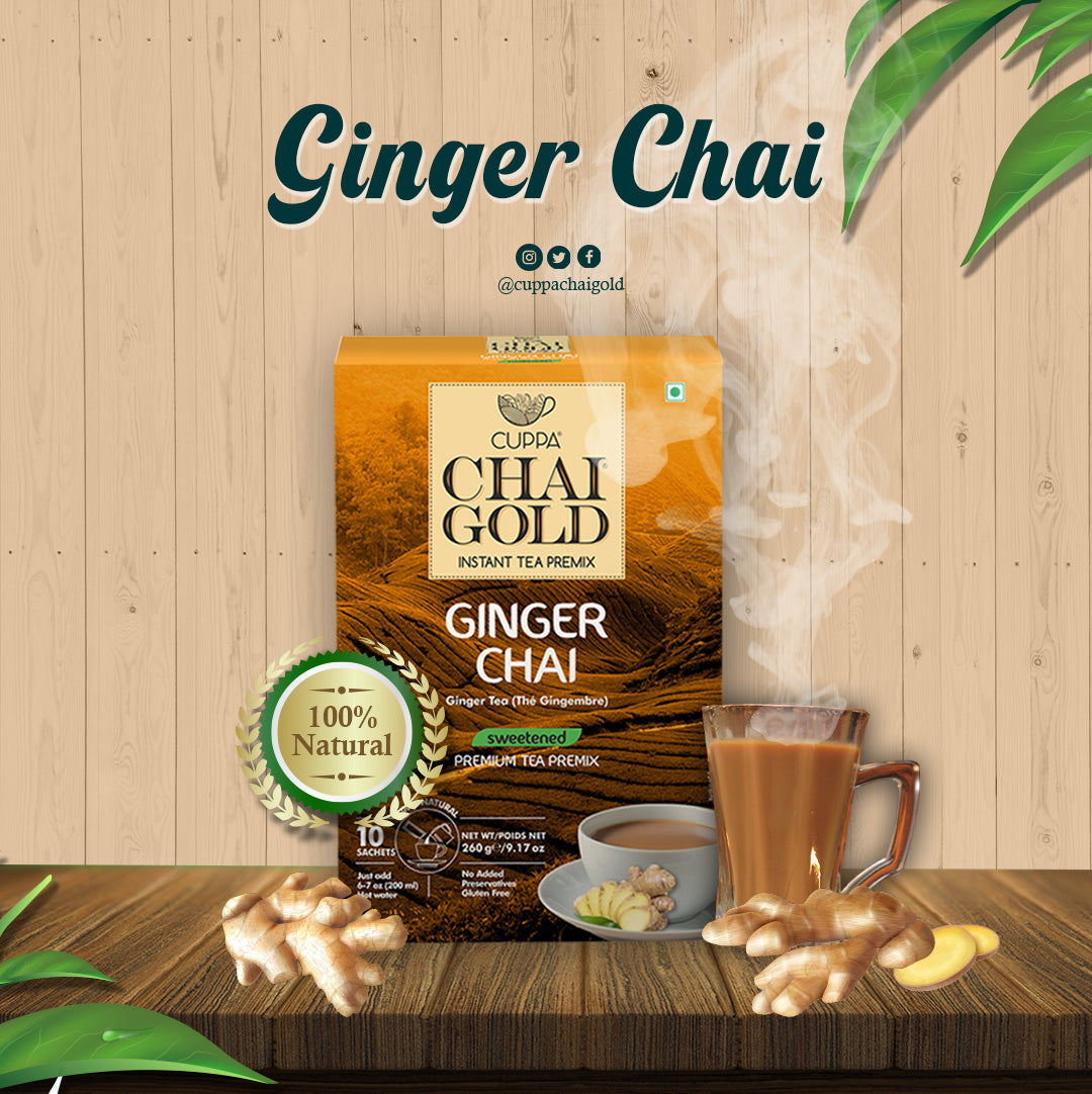 Chai Gold Instant Ginger Chai Sweetened (10 Count)