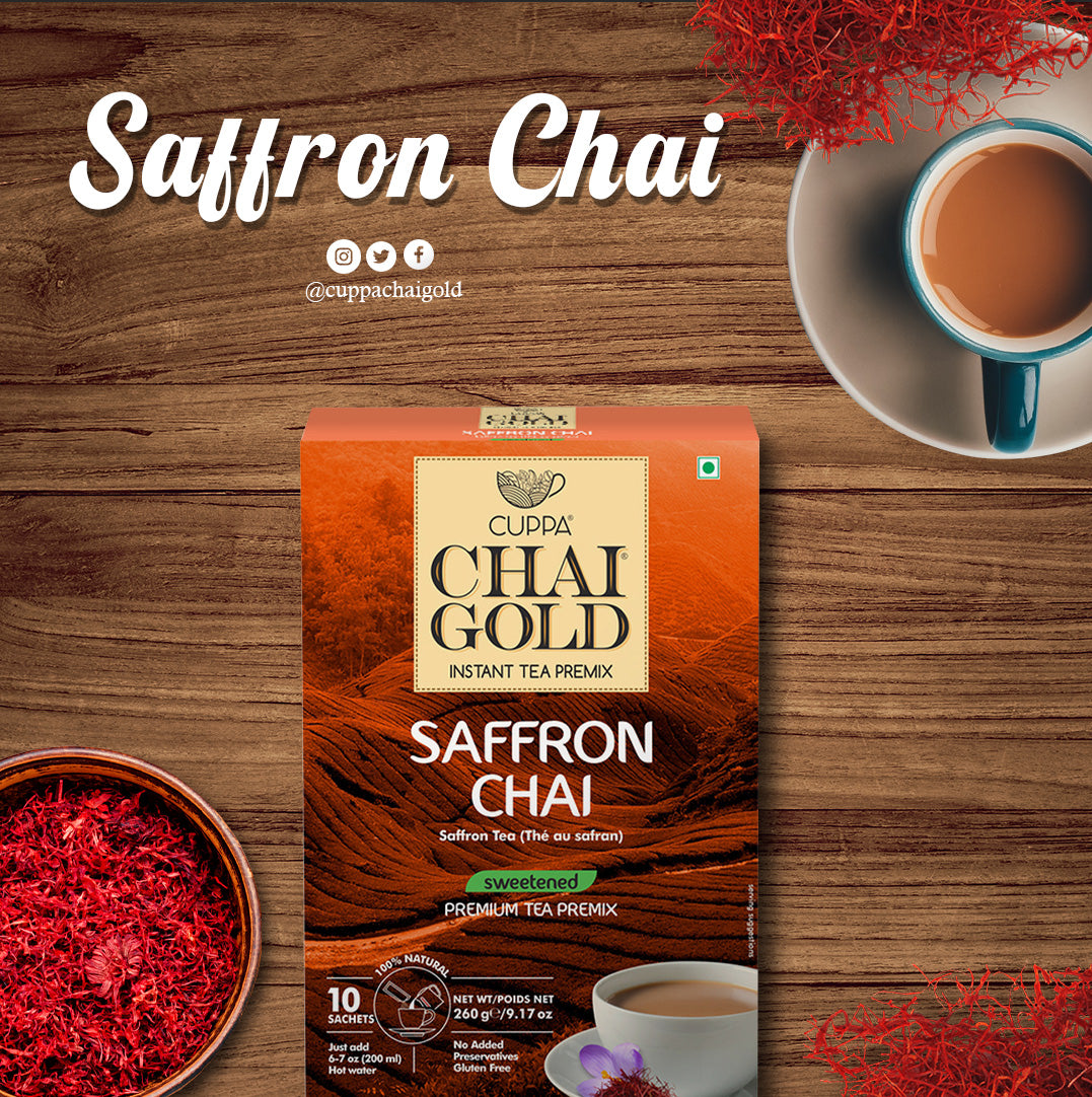 Chai Gold Instant Saffron Chai Sweetened (10 Count)