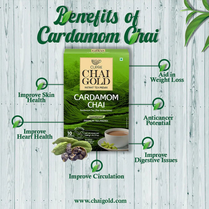 Instant Chai Latte Mix - Cardamom Tea Sweetened | Cuppa Chai Gold