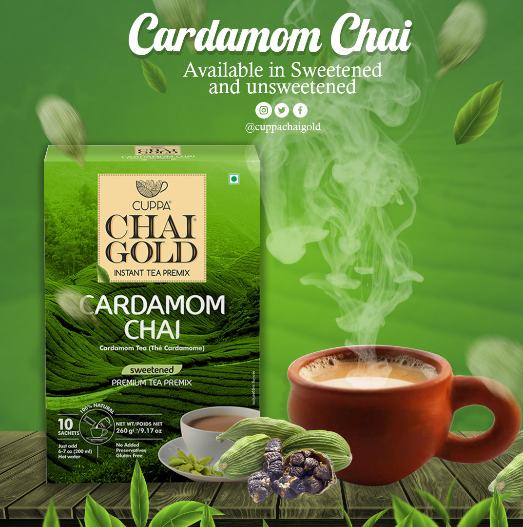 Chai Gold Instant Cardamom Chai Sweetened (10 Count)