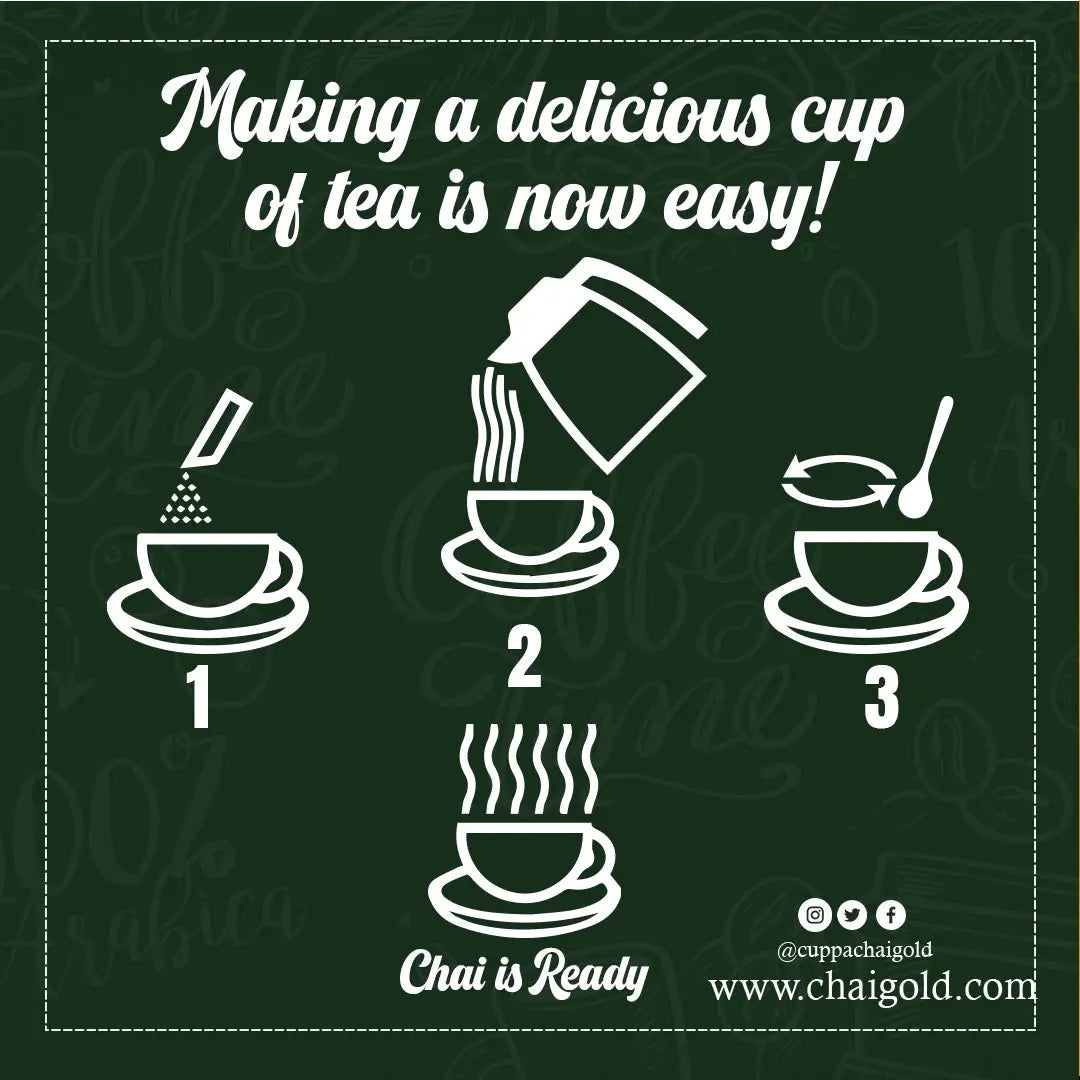 Instant Chai Latte Mix - Cardamom Tea Sweetened | Cuppa Chai Gold